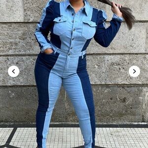 NWT Fashion Nova Blue Denim Jumpsuit size X-Large